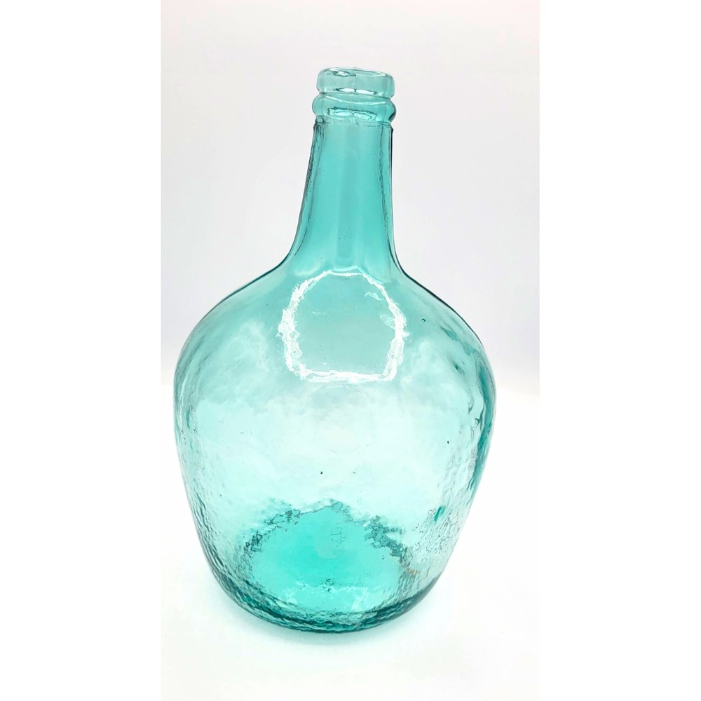 Aqua Blue Demijohn Glass Round Jug Style Decorative Bottle Vintage